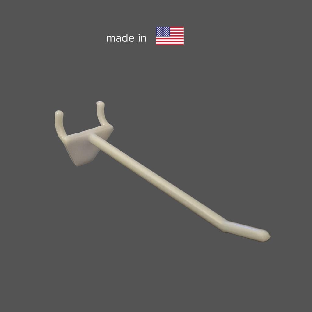 4 Inch White Plastic Pegboard Hooks For 1/8'" & 1/4" Pegboards (1000 Pcs)