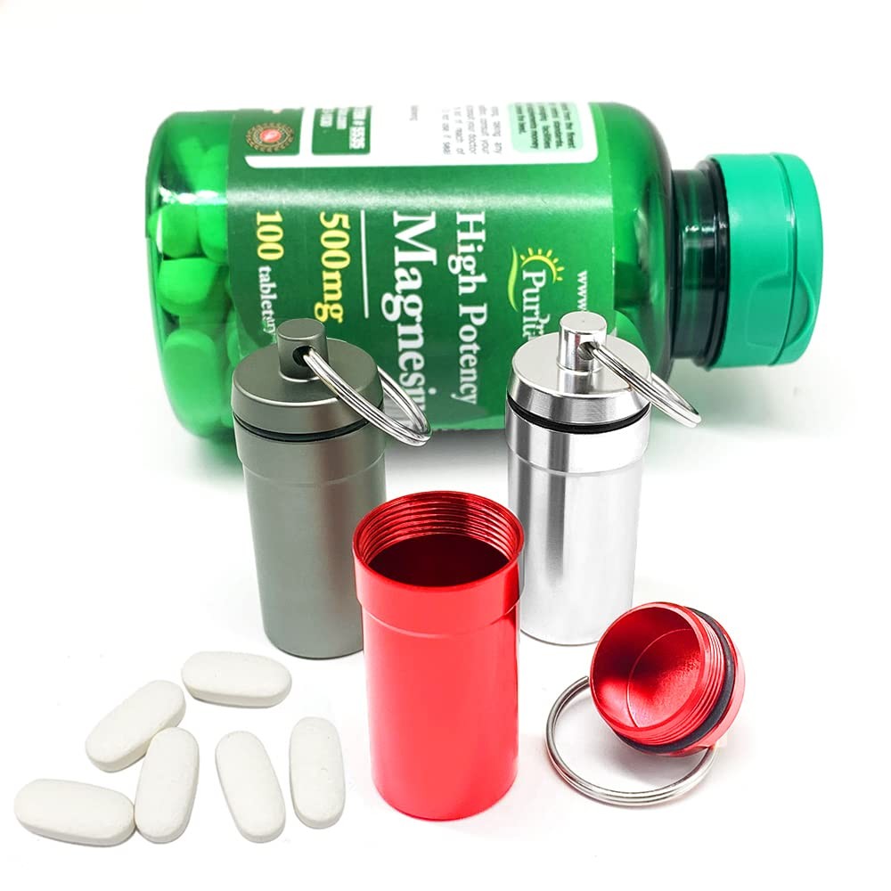 3 Packs Waterproof Aluminum Pill Fob Container, Nitro Bottle Holder Nitroglyc...