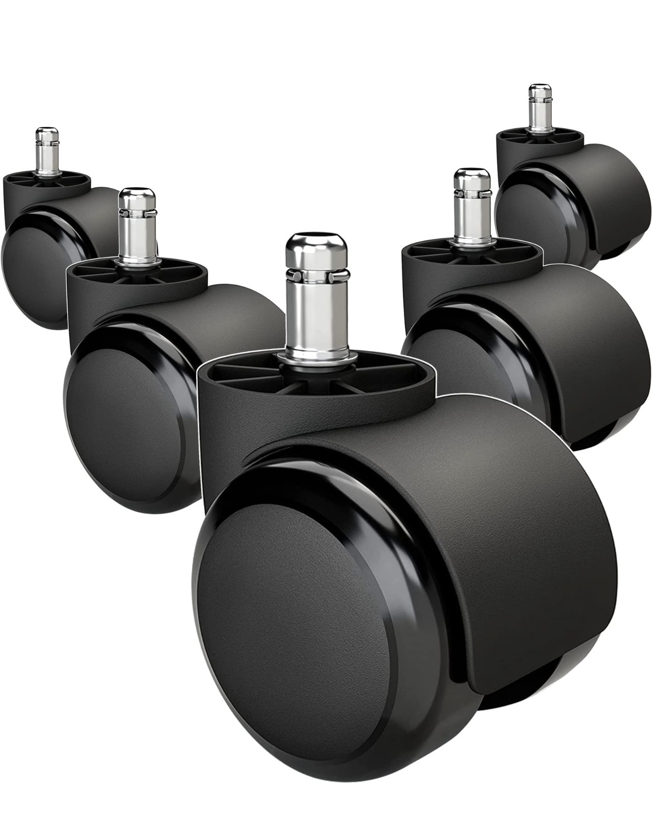 Replacement Chair Wheels 5 Pack, Heavy Duty For Carpets, Black