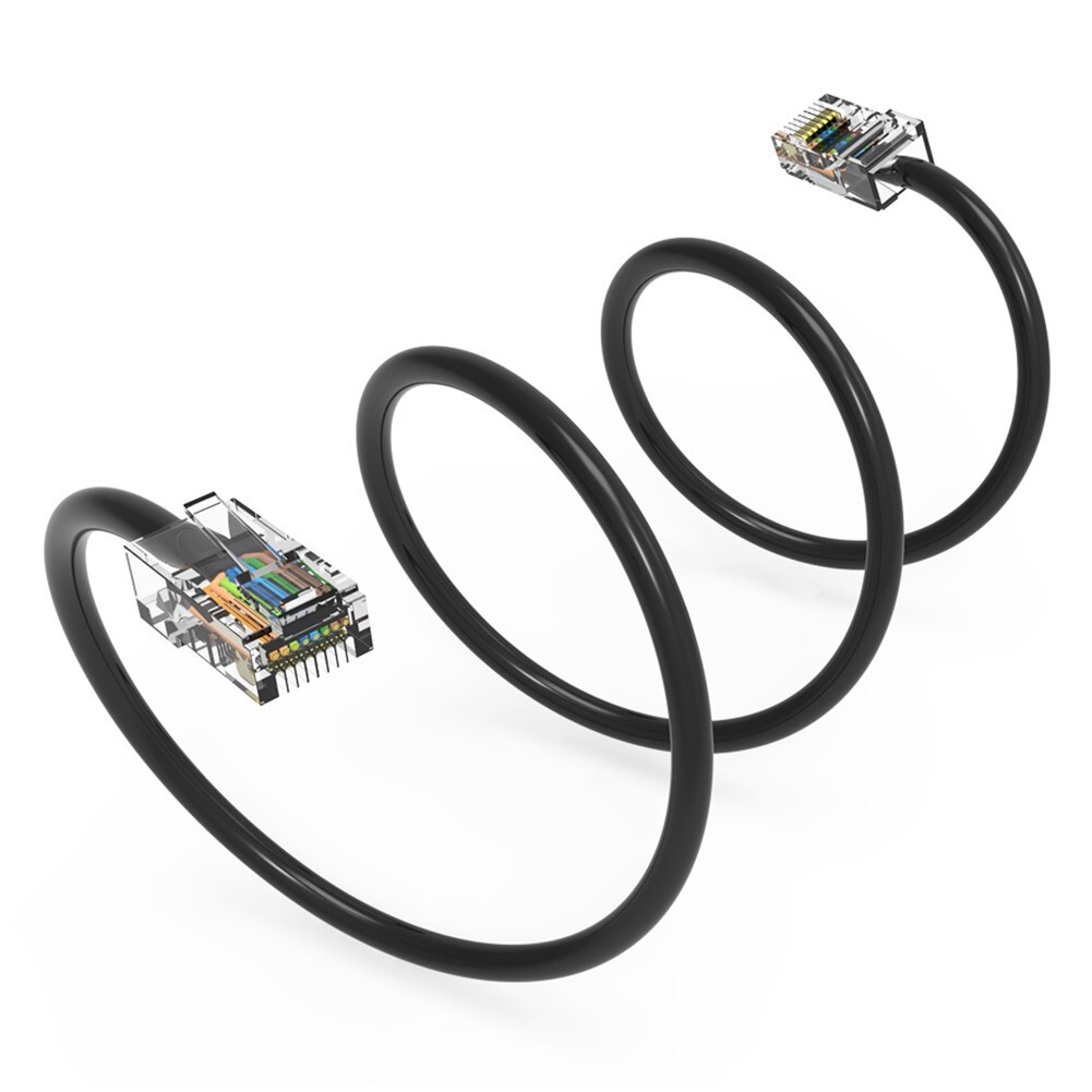 8FT Cat5e RJ45 Ethernet LAN Network Patch Cable UTP Non-Booted Copper Wire Black