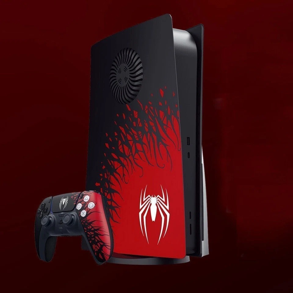 SpiderMan PS5 Vent Plates Covers DISC VERSION Venom PlayStation, Red & Black Set