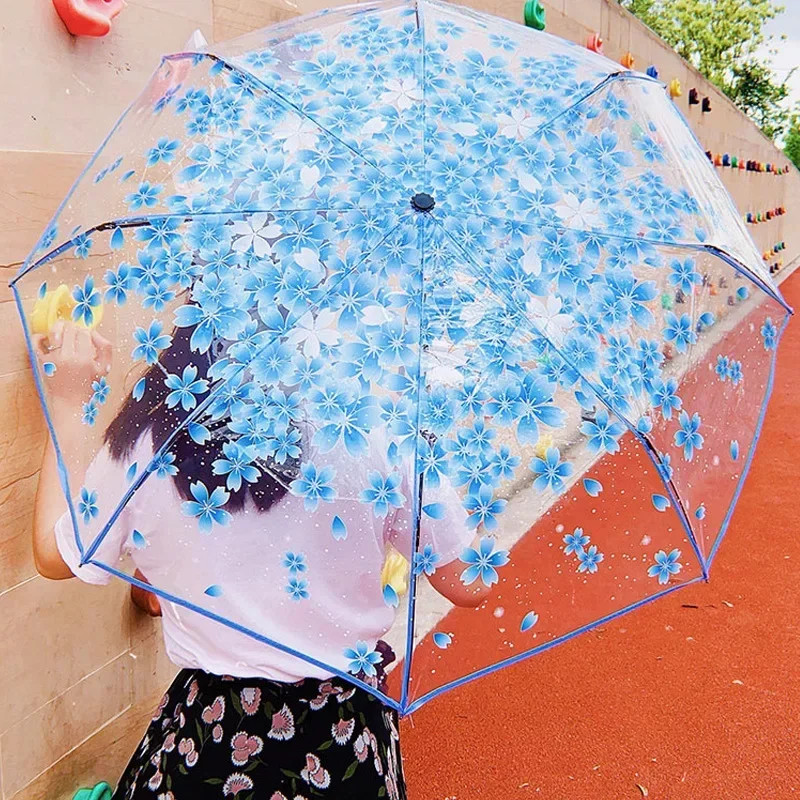 Ins Small Daisy Automatic Umbrella Transparent Three Fold Umbrellas for Japanese