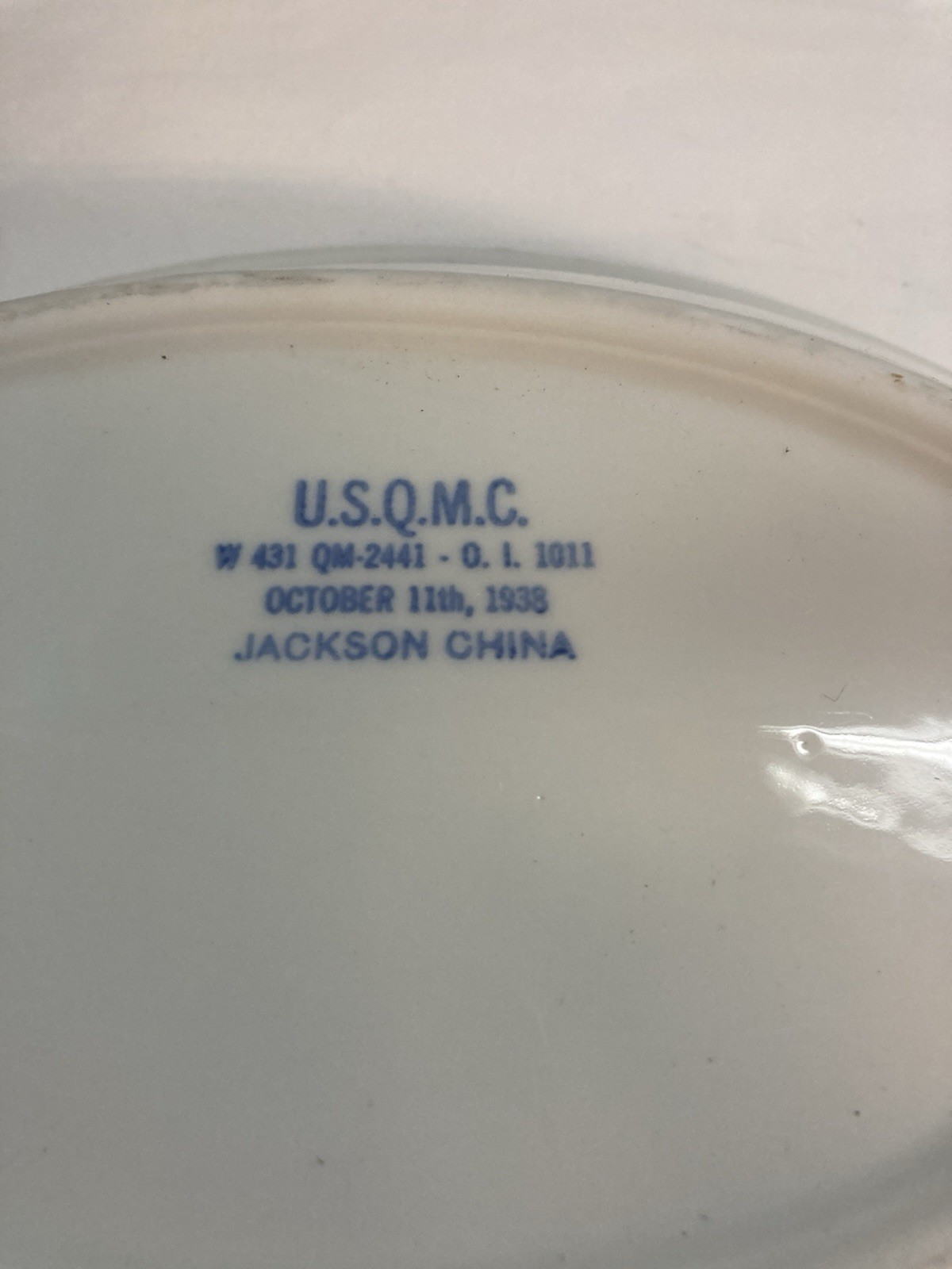 Original Usqmc Serving Bowl 1938 Jackson China 12” Nice Shape