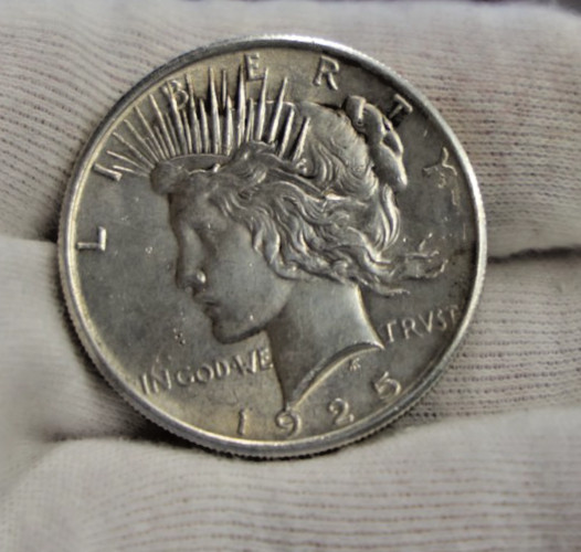 1925 US Peace Silver Dollar $1 Nice AU (Cleaned)