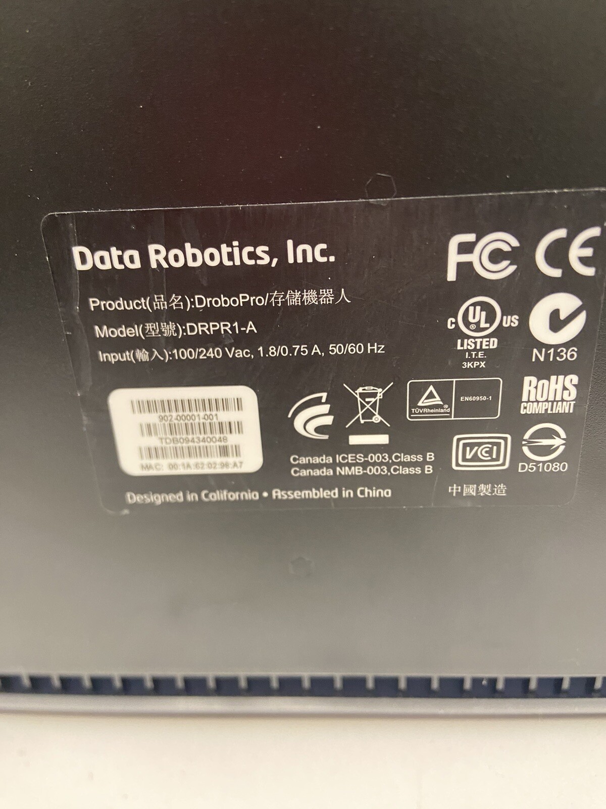 Data Robotics DROBO DRPR1-A Storage Array No Hard Drives - AS IS