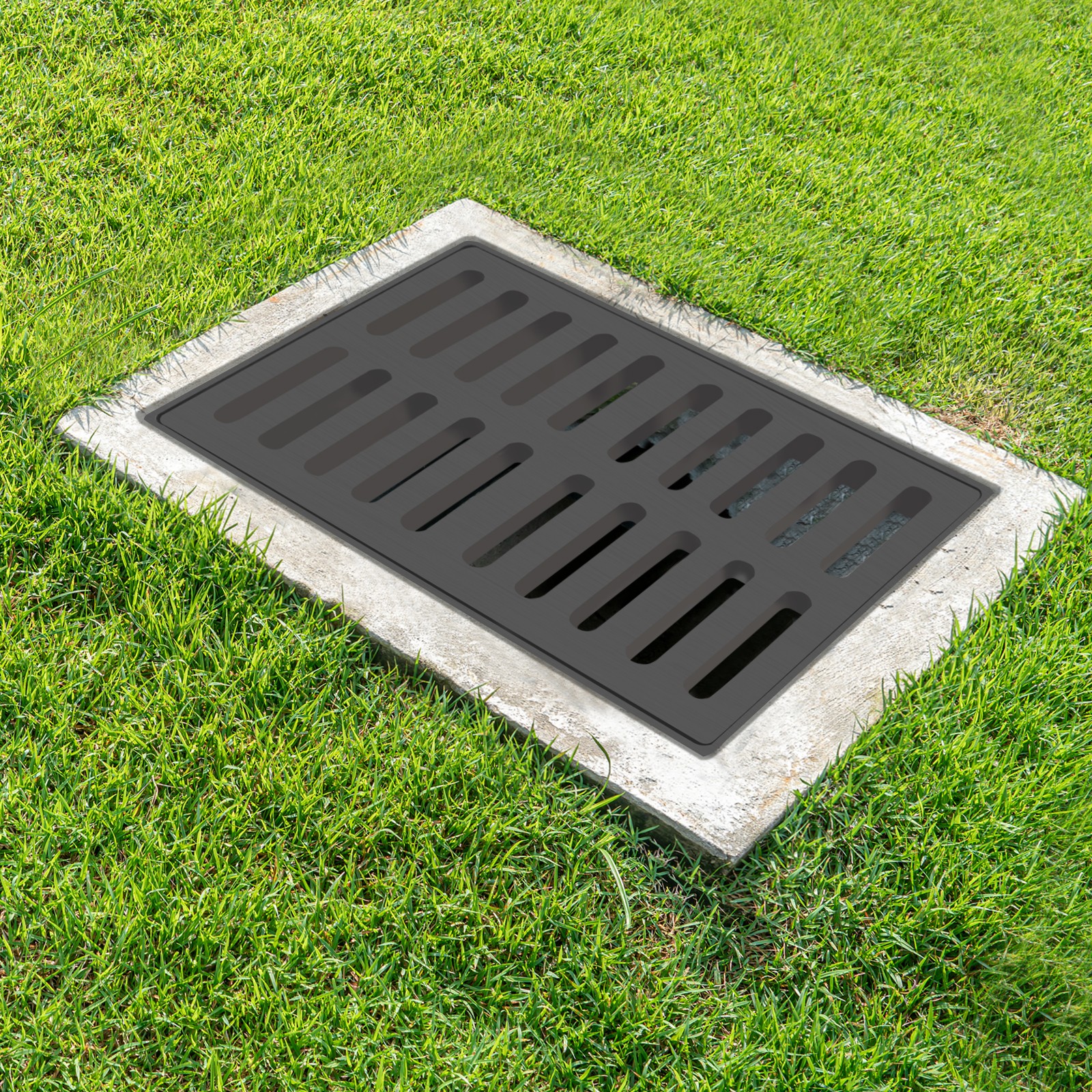 Black 24x16 inch Drain Grate Cover and Frame, Drainage Grating Cover,500 lbs