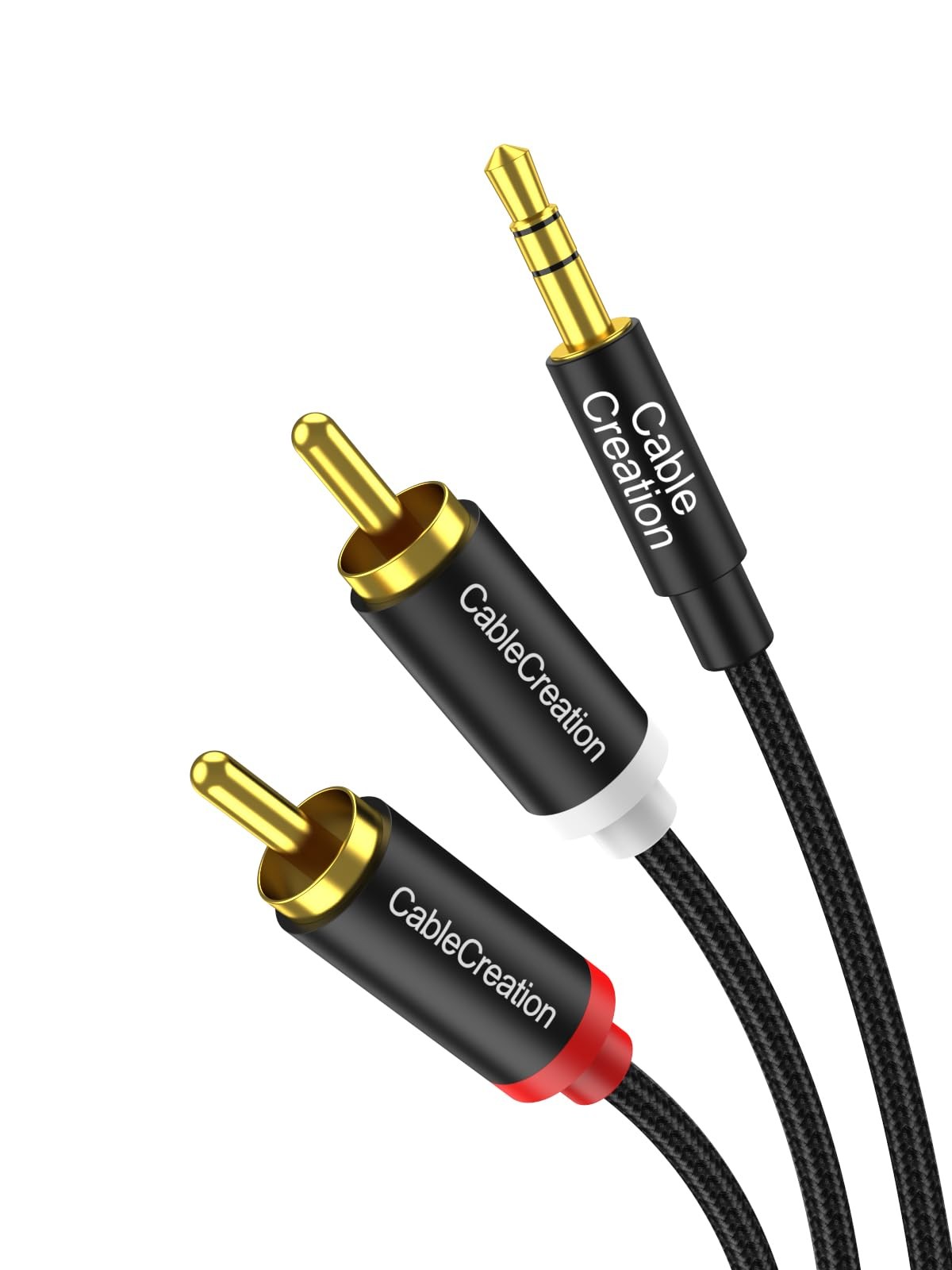 CableCreation RCA to 3.5mm Cable 6.6FT, Male 2RCA Black