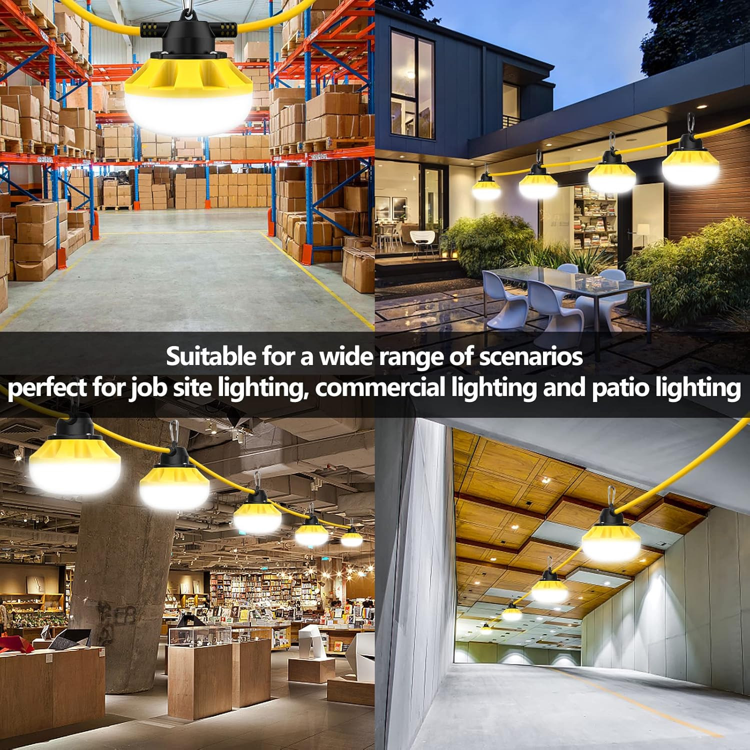 50FT Construction String Lights LED Industrial Grade Best for Construction Sites