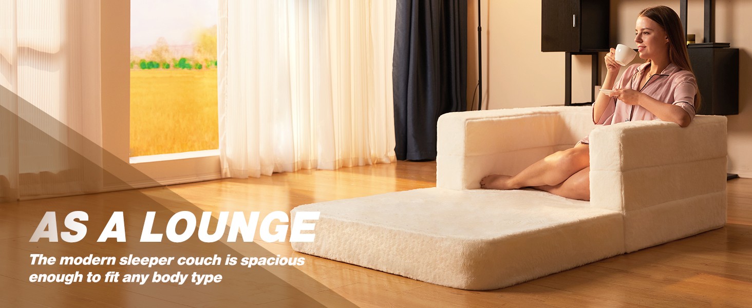 Futon Sofa Bed with Pillow, 3-in-1 Sleeper Sofa Bed with Removable Cover,