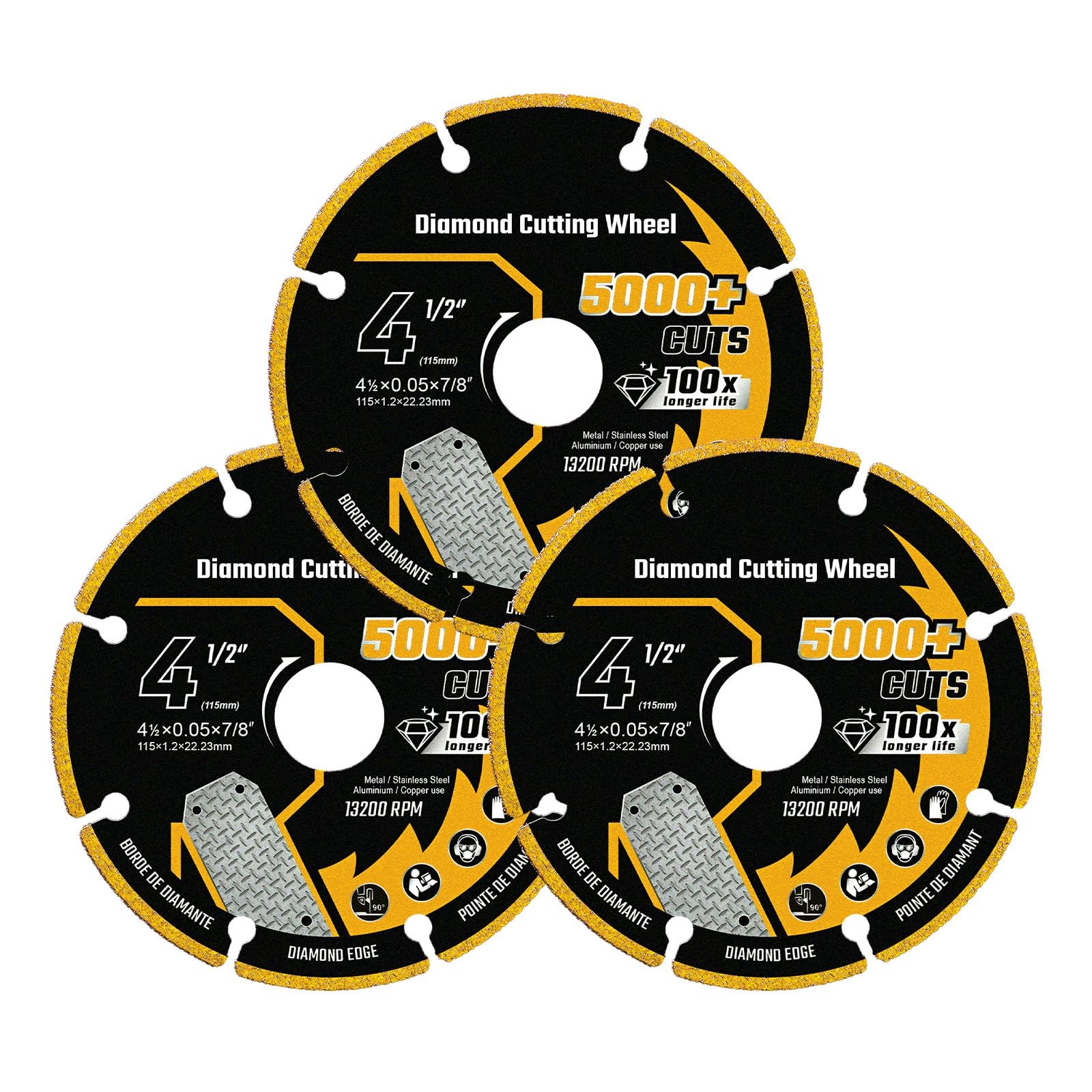 4 1/2 Inch Cut Off Wheel Diamond Cutting Wheel 4 1/2 Inch with 7/8" Arbor, An...