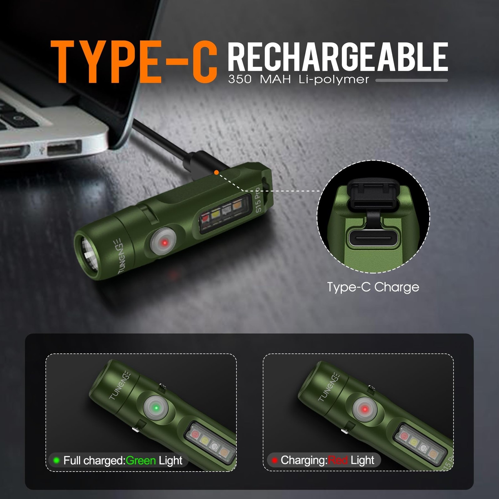 S15Pro Rechargeable Keychain Flashlight,750 High Lumen EDC Pocket Flashlight ...