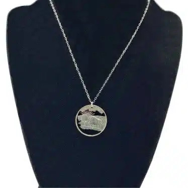 North Dakota Coin Cut Necklace State Quarter 18-inch Chain