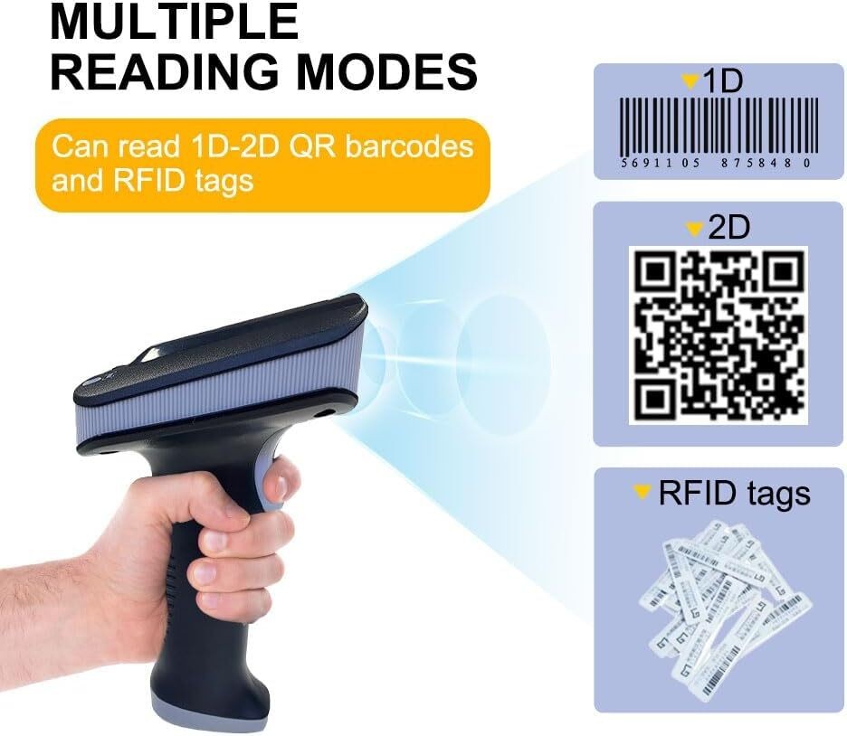 SR290 UHF RFID Reader Bluetooth 2.4G 1D/2D Barcode Scanner Handheld Terminal