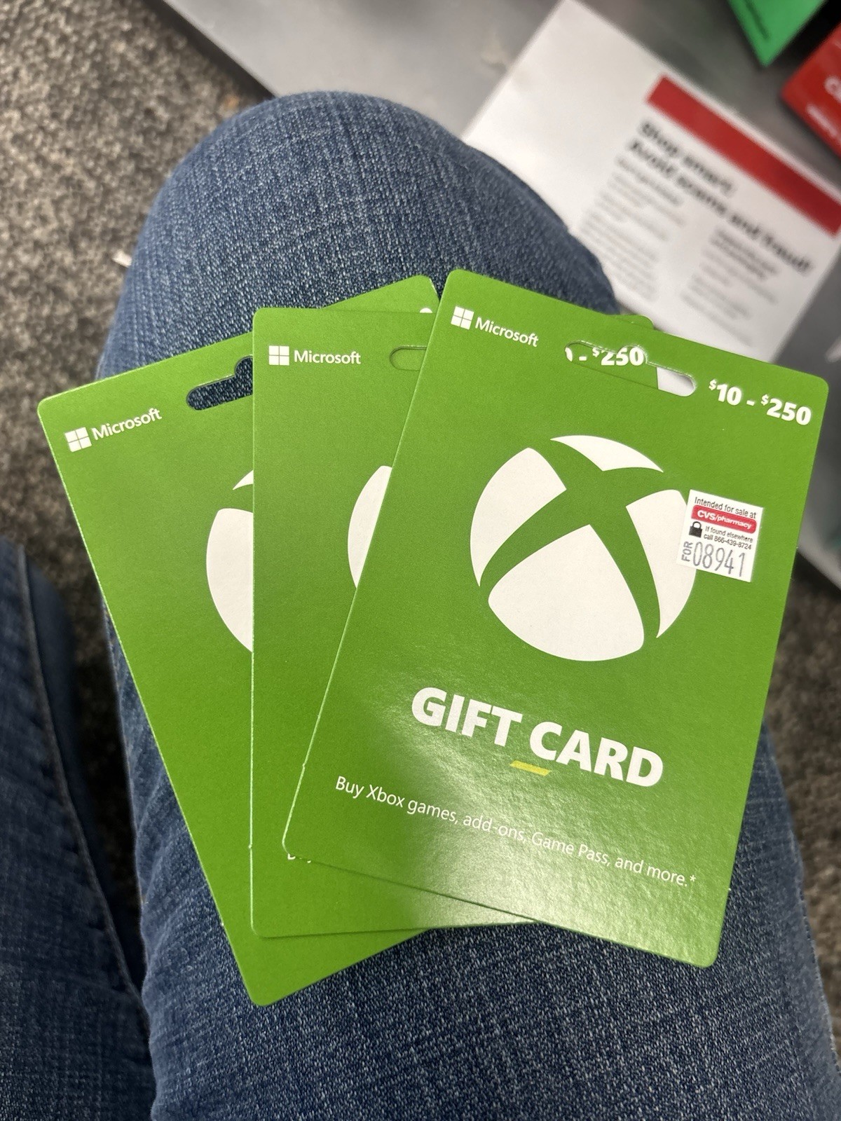 Microsoft Xbox $250 Physical Gift Card