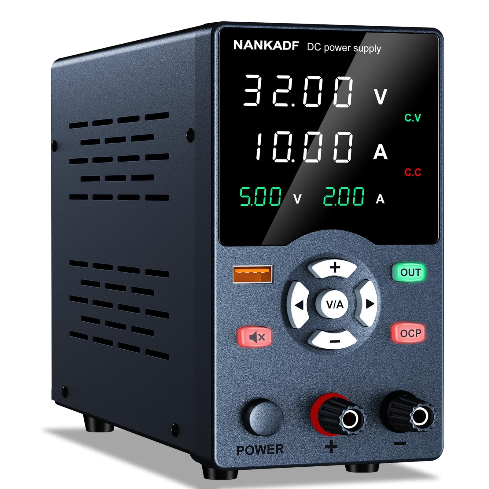 DC Power Supply, Variable Power Supply with Output Button, USB Fast Charging ...