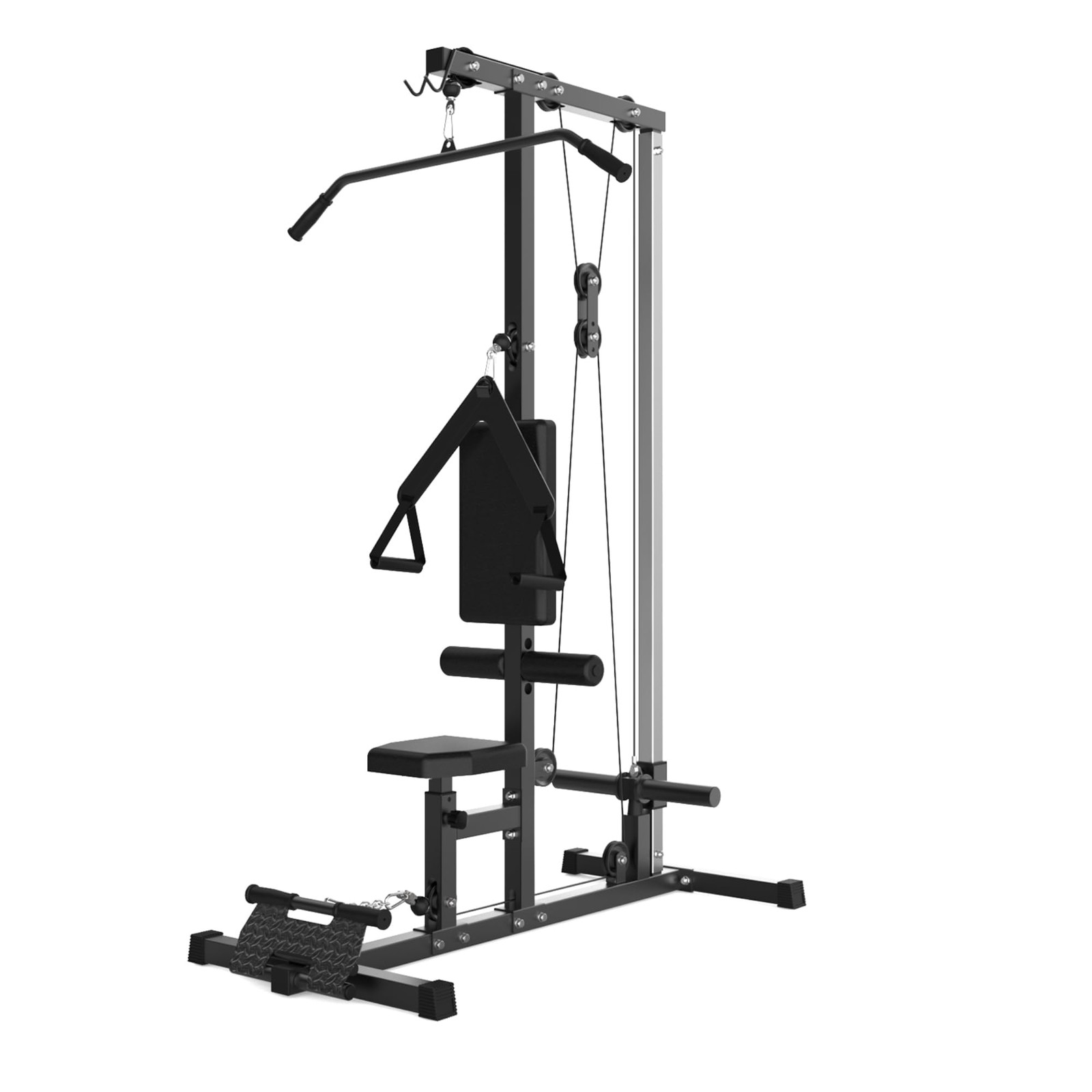 Lat Pull Down Machine System Workout Equipment w/ Seat & Knee Support 500LB