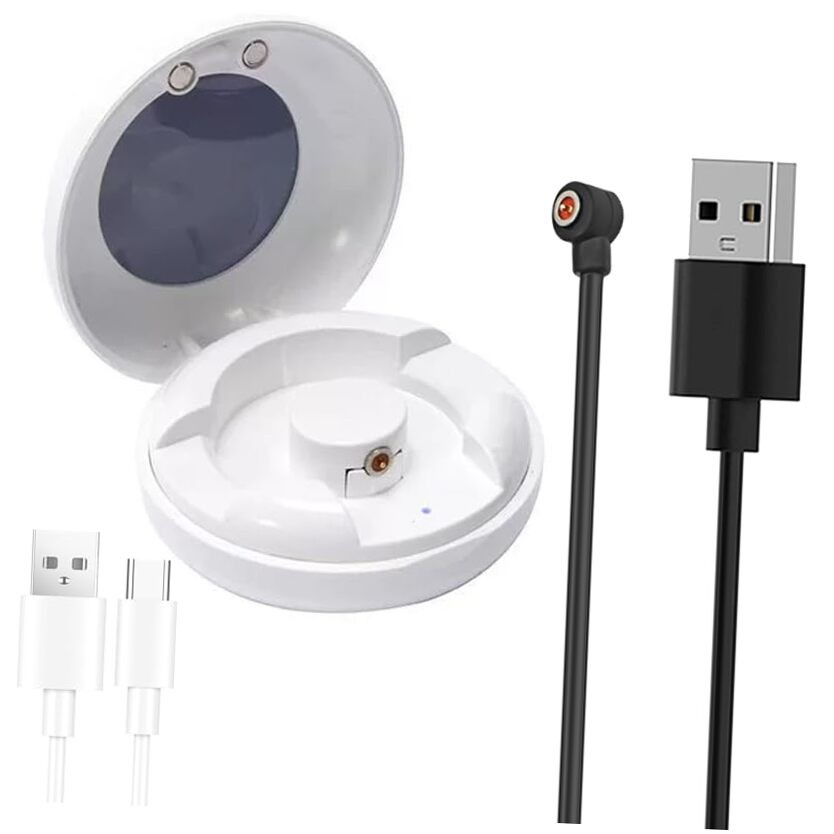 [1+1Pack] for Herz P1 Smart Ring Charger, Magnetic Charging Box&Cable White