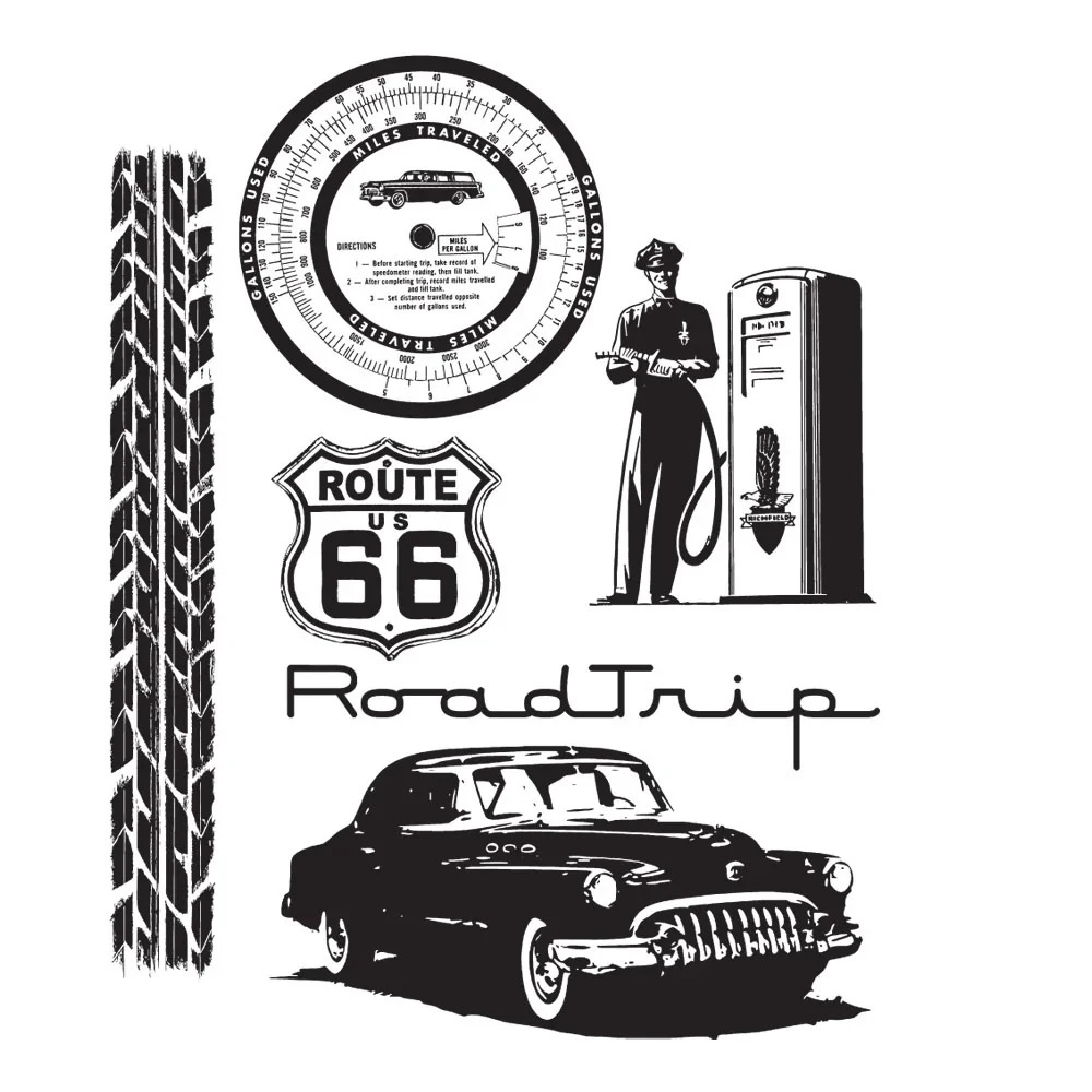 Tim Holtz Stampers Anonymous "ROAD TRIP" Rubber Stamp Set CMS128