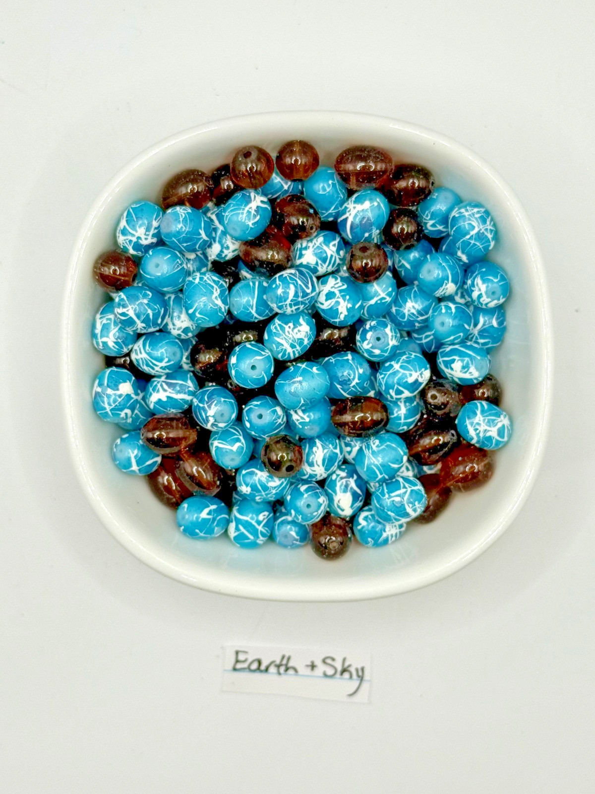 Glass Bead "Earth&Sky" Mix Rounds and Barrels Jewelry Crafts 120 beads/5oz