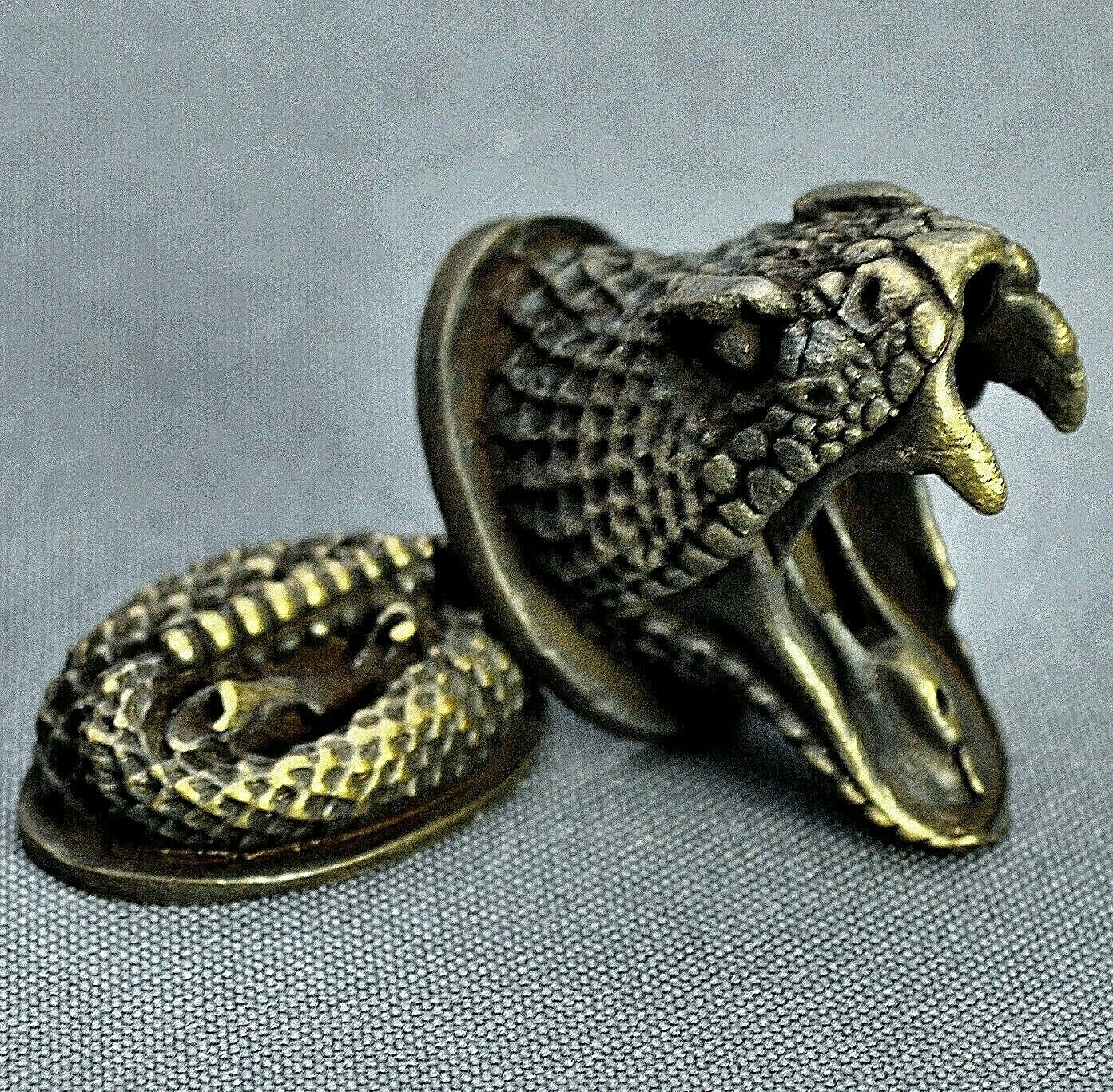 Knife Finger Guard Bolster and Pommel - Bronze set Snake