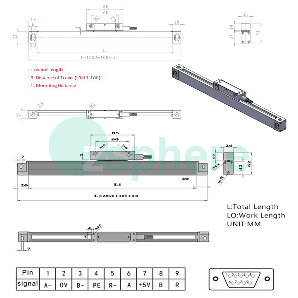 2 Axis digital readout & 5micron linear scale encoder Kit 85V~260V Precision US