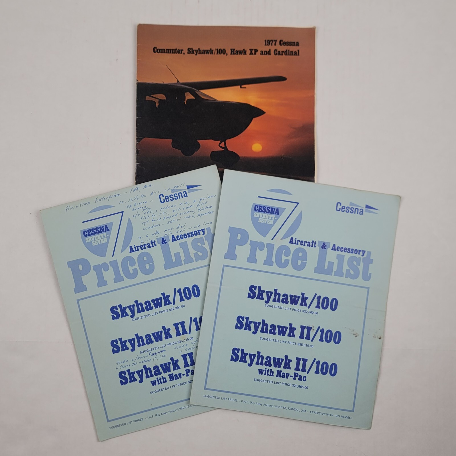 Vintage 1977 Cessna Airplane Brochure And Skyhawk Price Lists Private Aircaft
