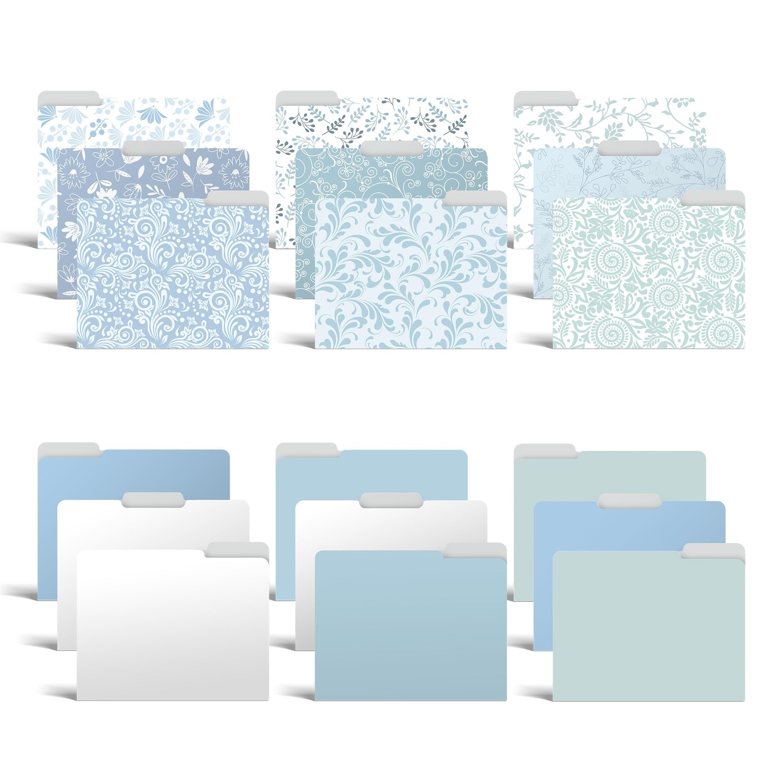 Decorative File Folders, 18 Pack, 9 Floral & Paisley Designs + 9 Matching Sol...