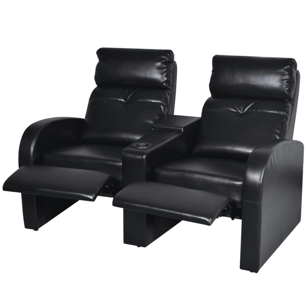 Reclining Chair 2 Seater Recliner Sofa Accent Chair Black Faux Leather vidaXL
