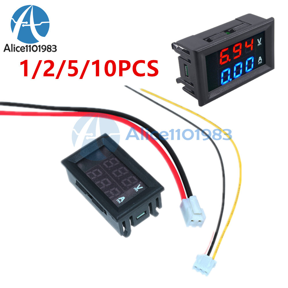 1/2/5/10X Digital Display Dual LED 100V 10A Ammeter Voltmeter Amp Volt Meter