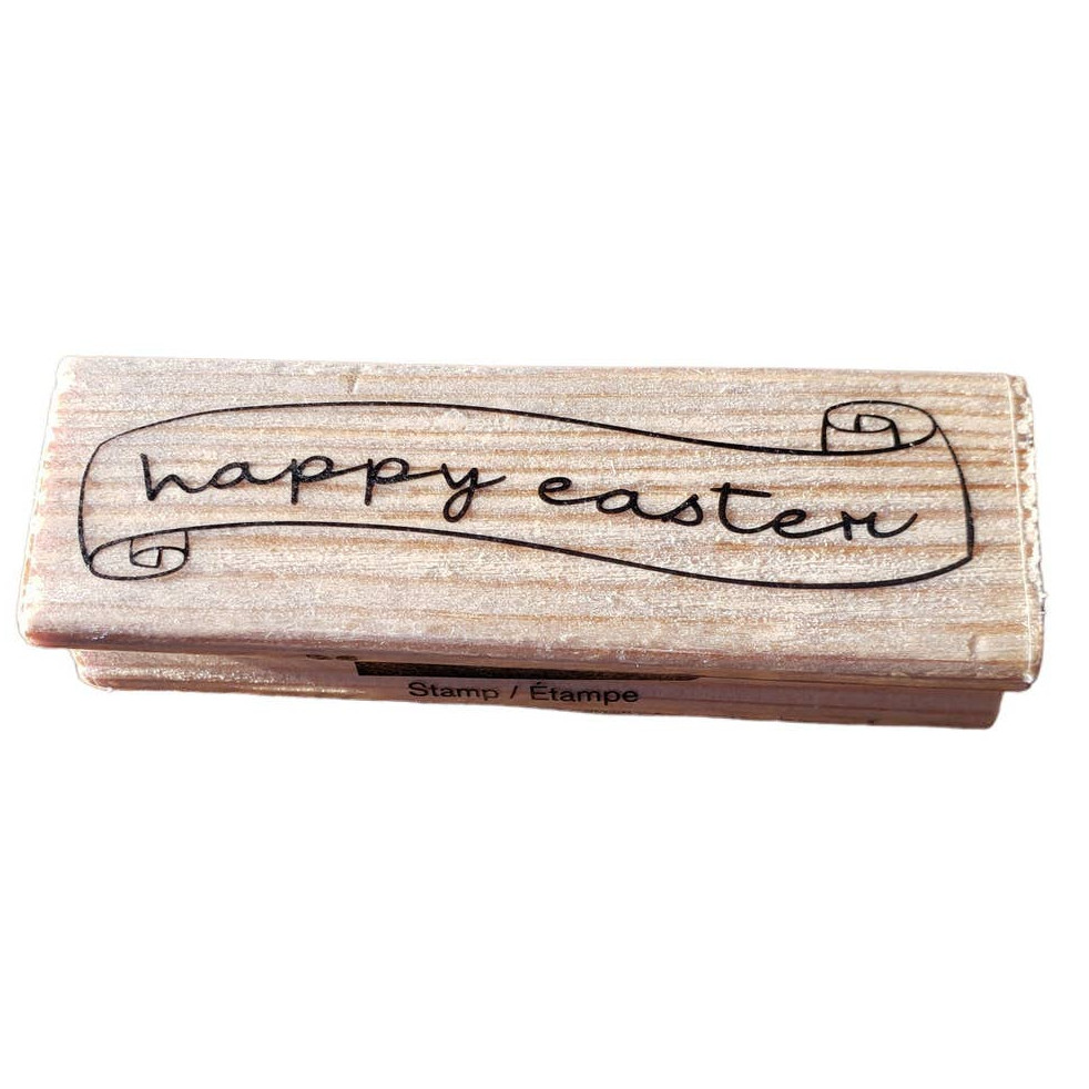 Happy Easter Scroll Craftsmart Wood Mounted Rubber Stamp