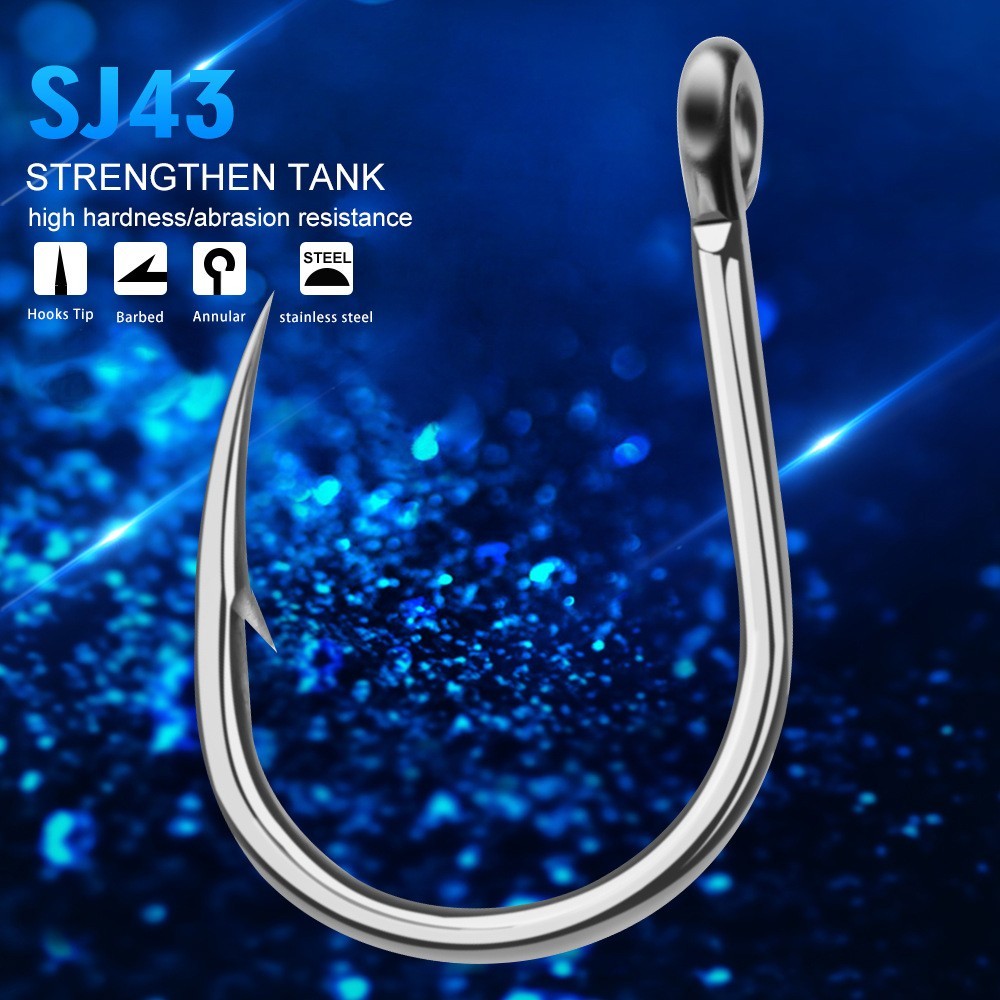 5/10pcs Sea Stainless Steel Jig Big Fishing Hook 1/0-13/0 Saltwater JIGGING Hook