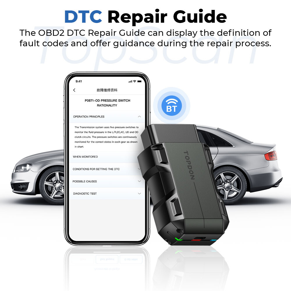 TOPDON TopScan OBD2 Scanner Bluetooth Diagnostic Tool Pro All System Active Test