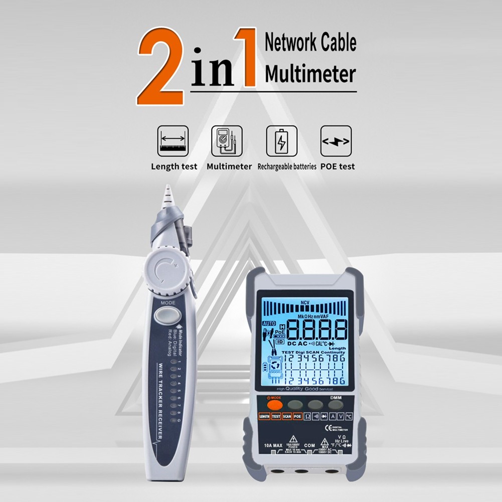 ET618 Cable Tester with LCD Display Analogs Digital Search POE Test Cable5001