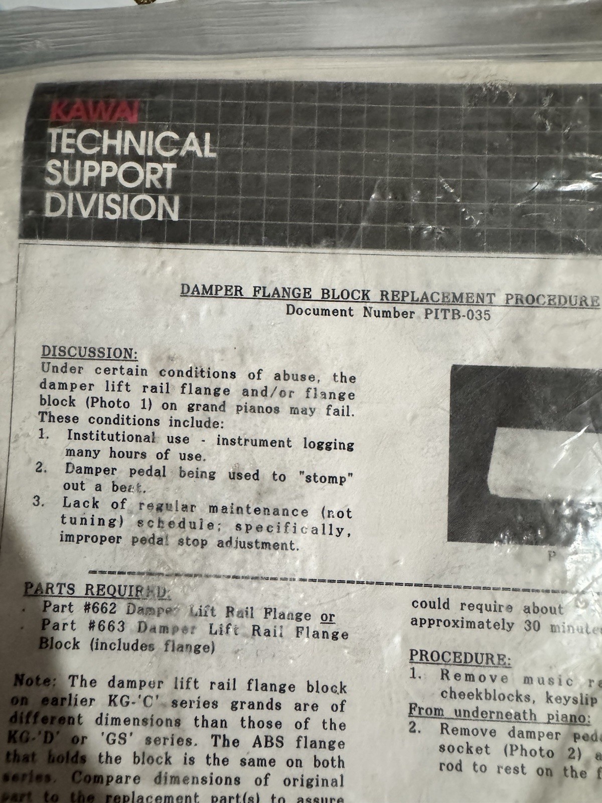 kawai damper flange block replacement with manual