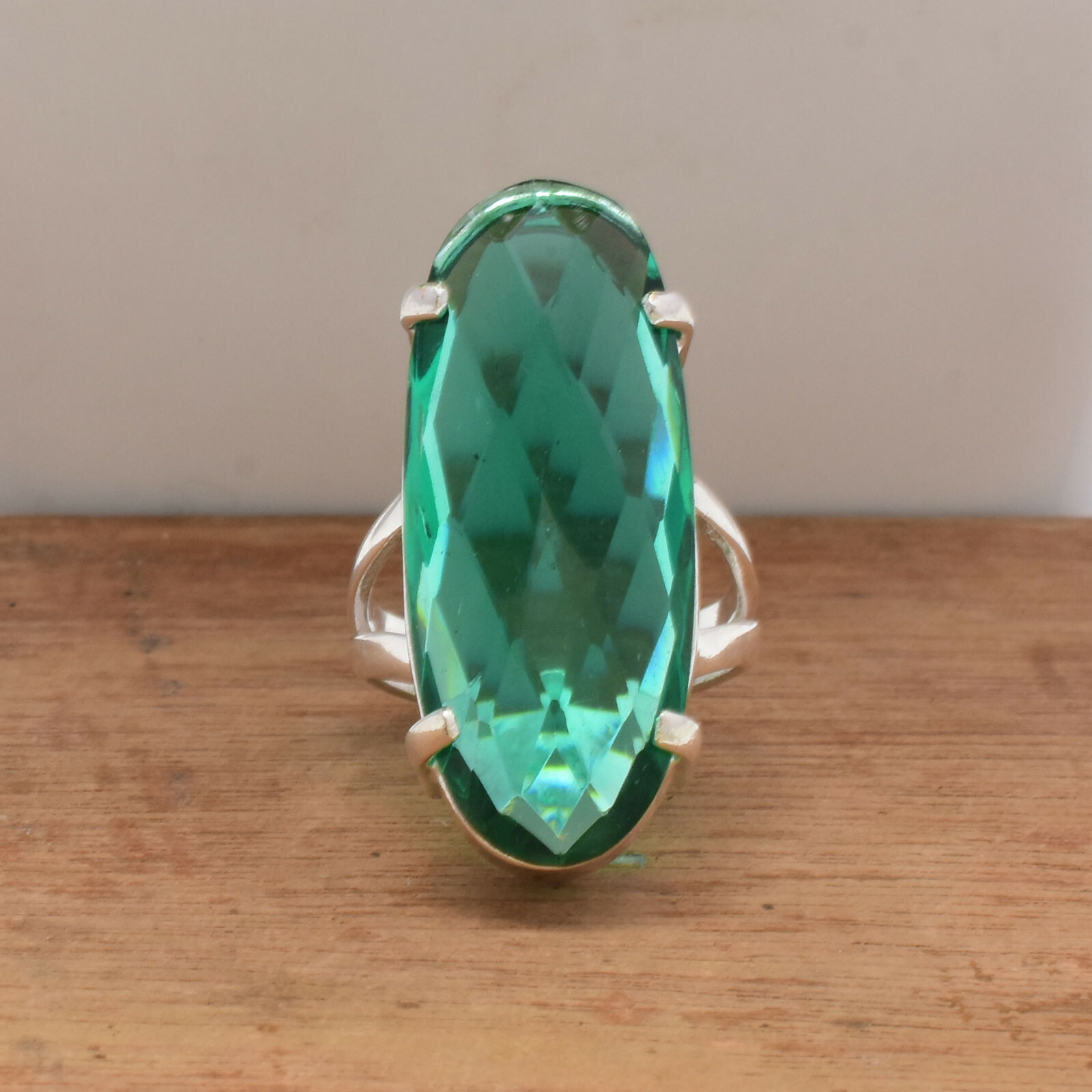 Valentine's Day Green Tourmaline Gemstone 925 Sterling Silver Ring All Size