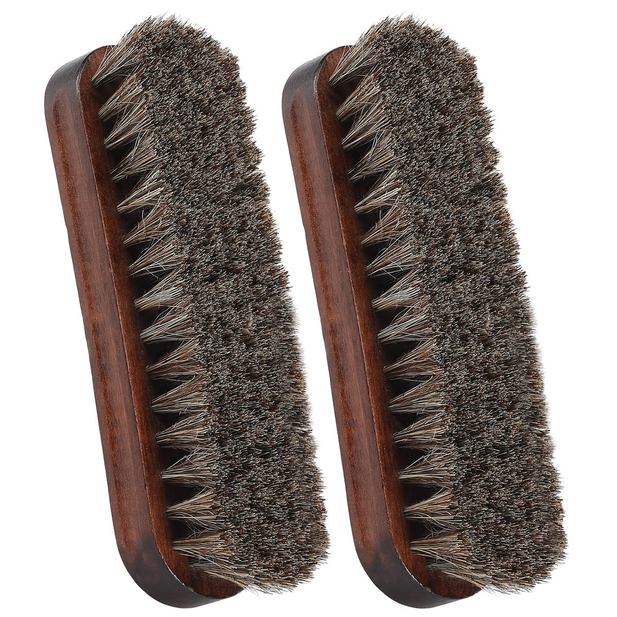 Horsehair Shoe Shine Brush Set: Soft Bristles for Leather Care - 2 Pack