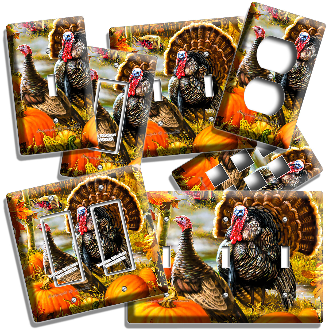 TURKEY FARM LIGHT SWITCH OUTLET WALL PLATE FALL SEASON COUNTRY HOME HD ART DECOR