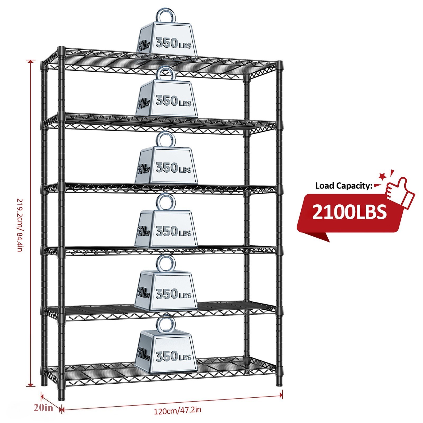 2000Lbs Storage Shelving Steel Heavy Duty Multi-Tier Utility Shelving Unit