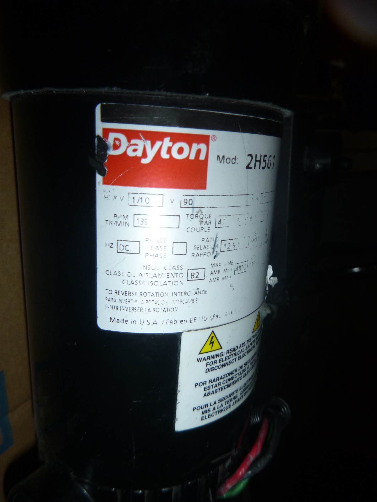 DAYTON 2H561 DC MOTOR WITH CONTROLLER