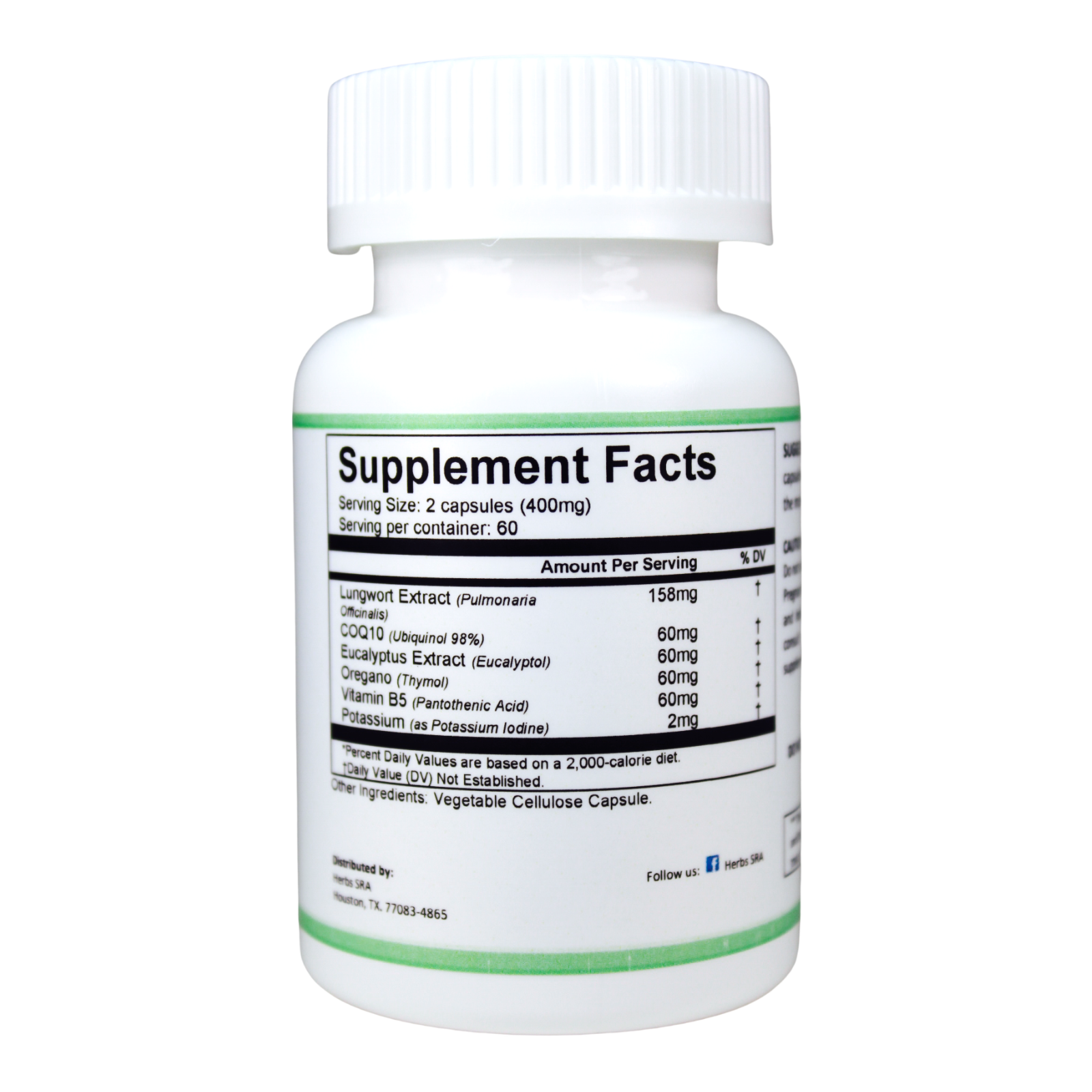 LUNGWORT, EUCALYPTUS, CoQ10 formula, 120 Capsules, Biomedical Natural Formula.