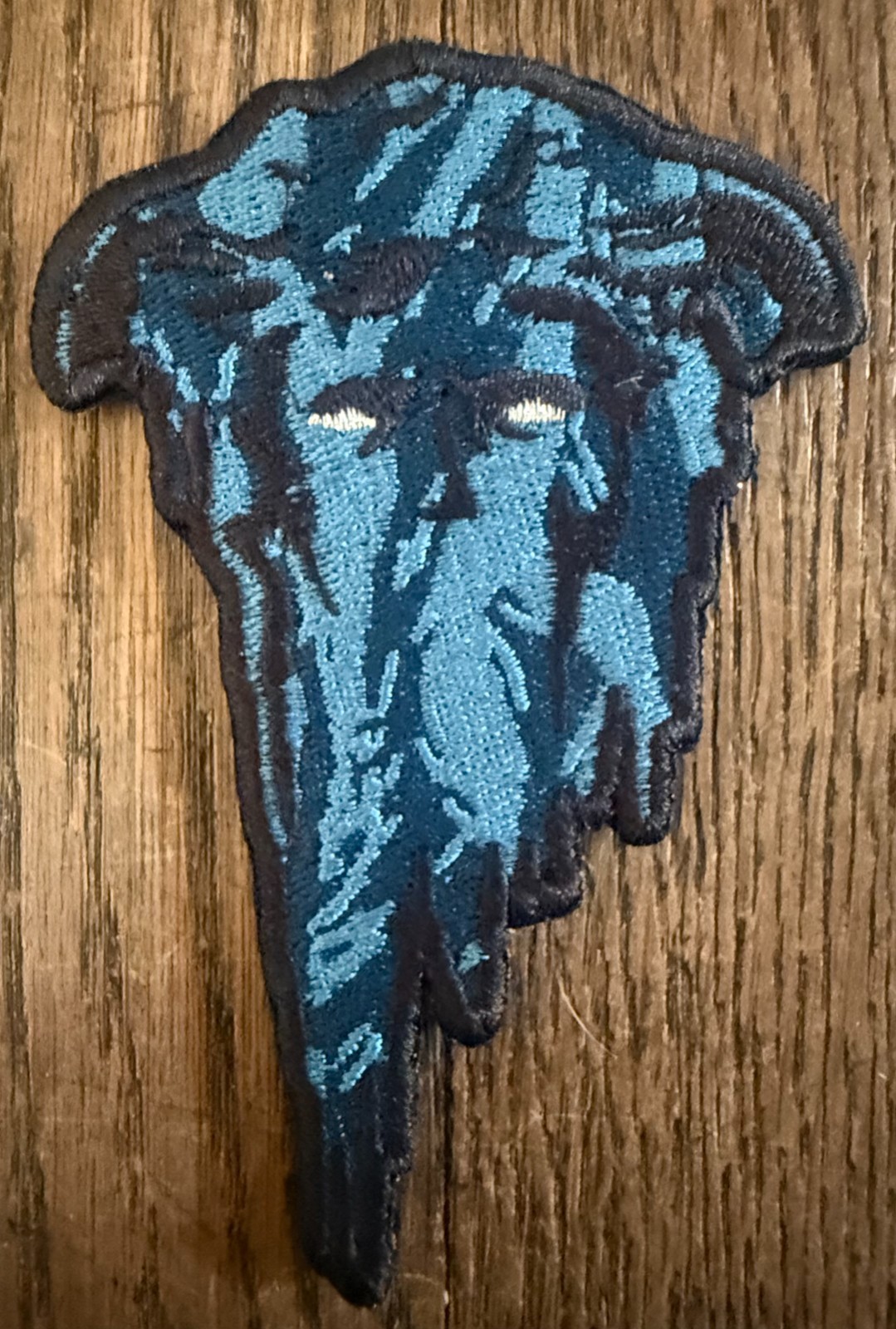 White Phosphor "Medusa" Blue Tiger Stripe Stitched Patch