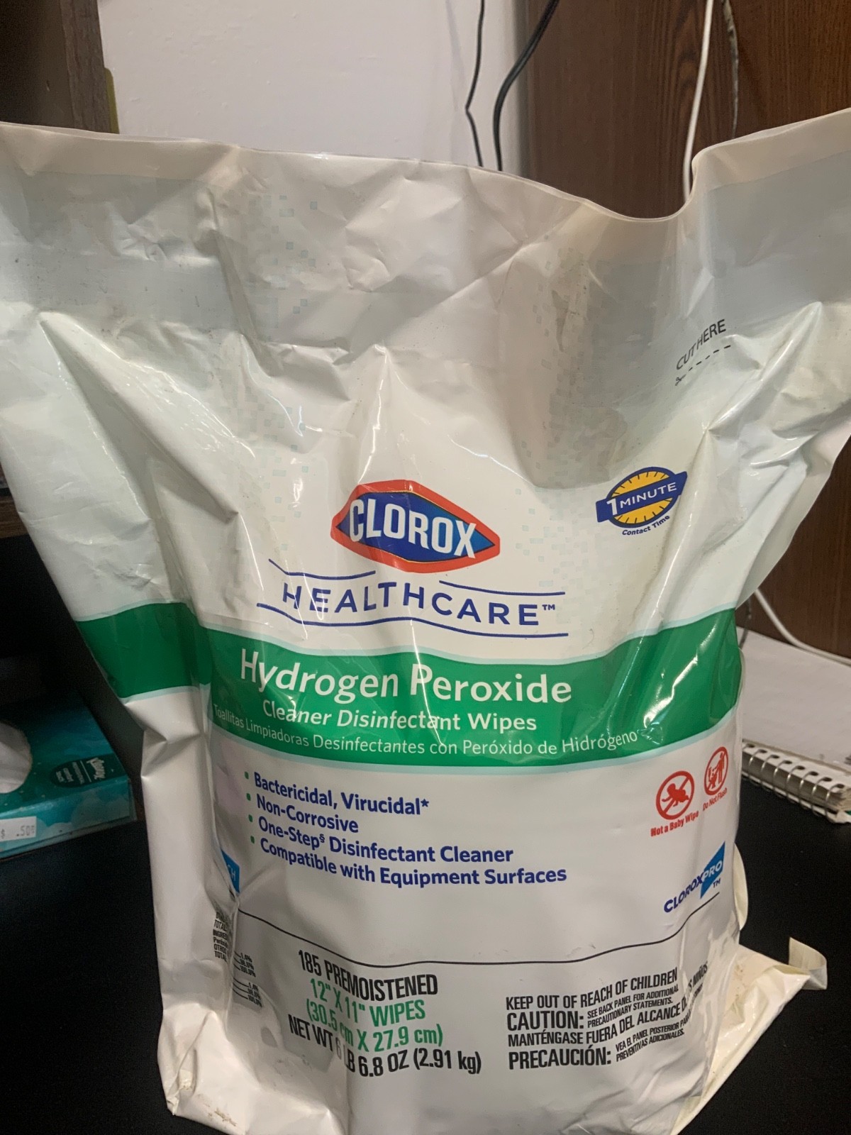 Clorox healthcare, hydrogen peroxide cleaner, disinfectant wipes, 185 premoisten