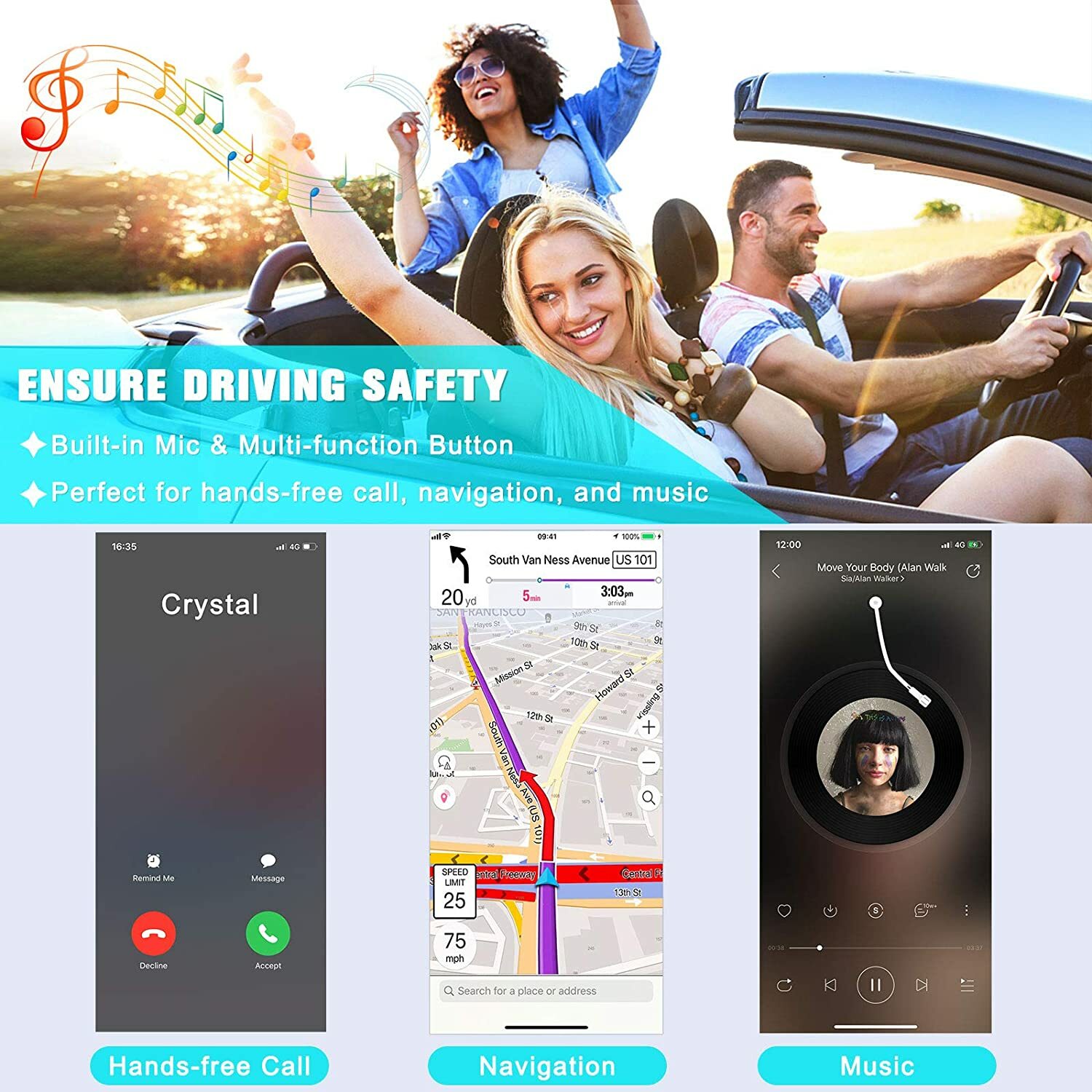 USB Wireless Bluetooth 5.0 Transmitter Receiver 3.5mm 2in1 Audio Adapter Aux Car