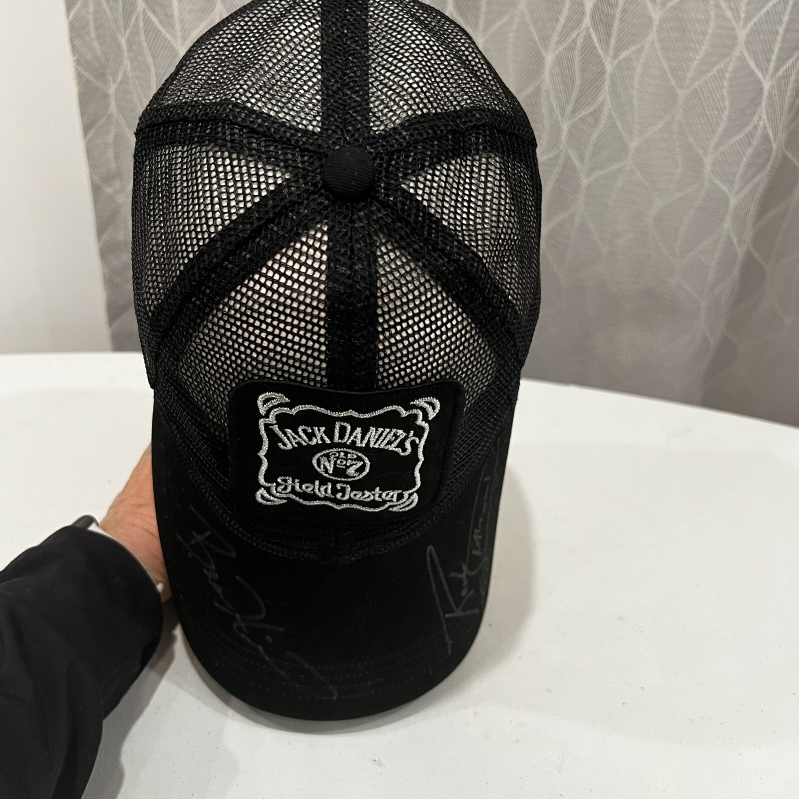 Jack Daniels Old No.7 Field tester Trucker Hat Cap Black Signed by two testers
