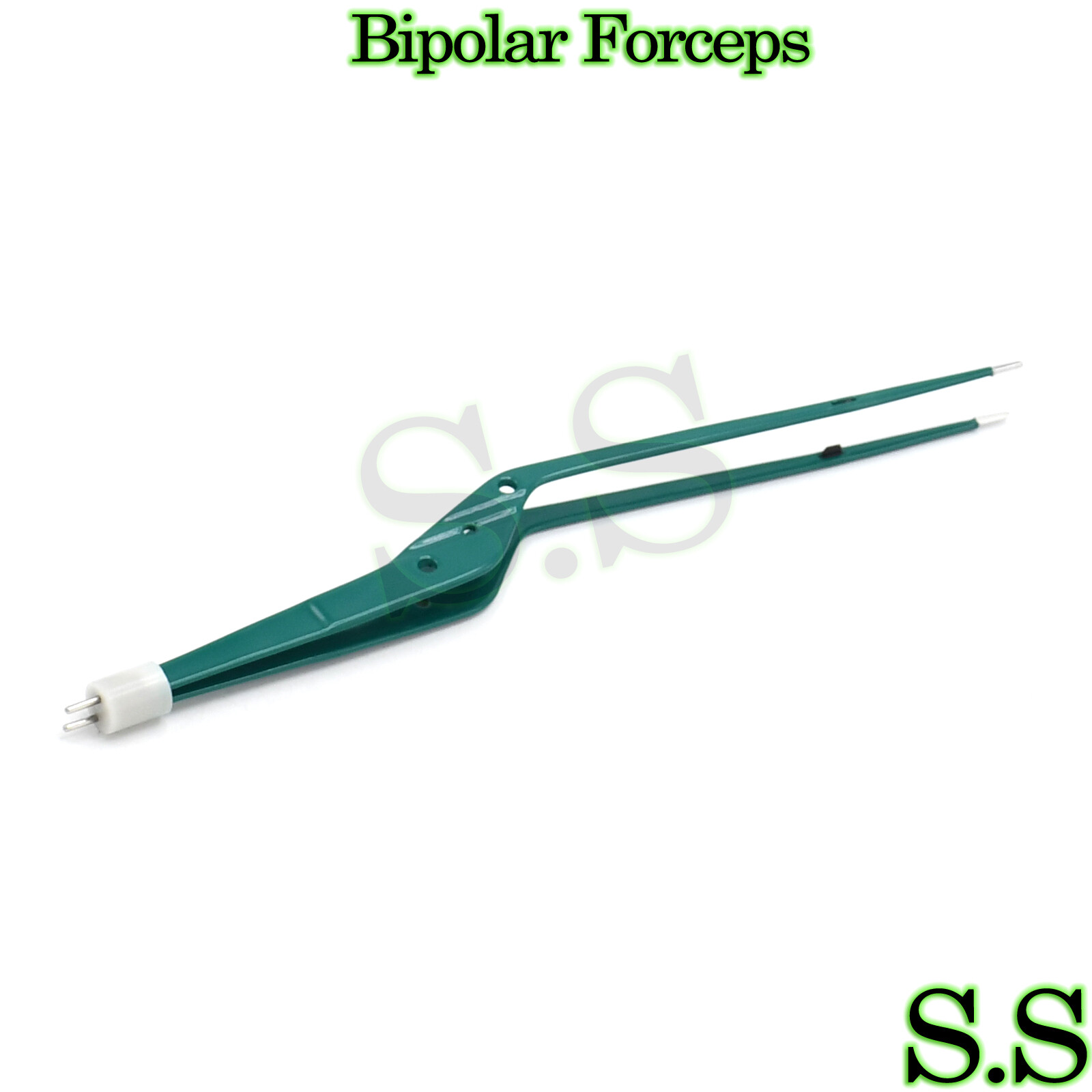 Bayonet Bipolar Forceps 11" Green Electrosurgical Instruments EL-047