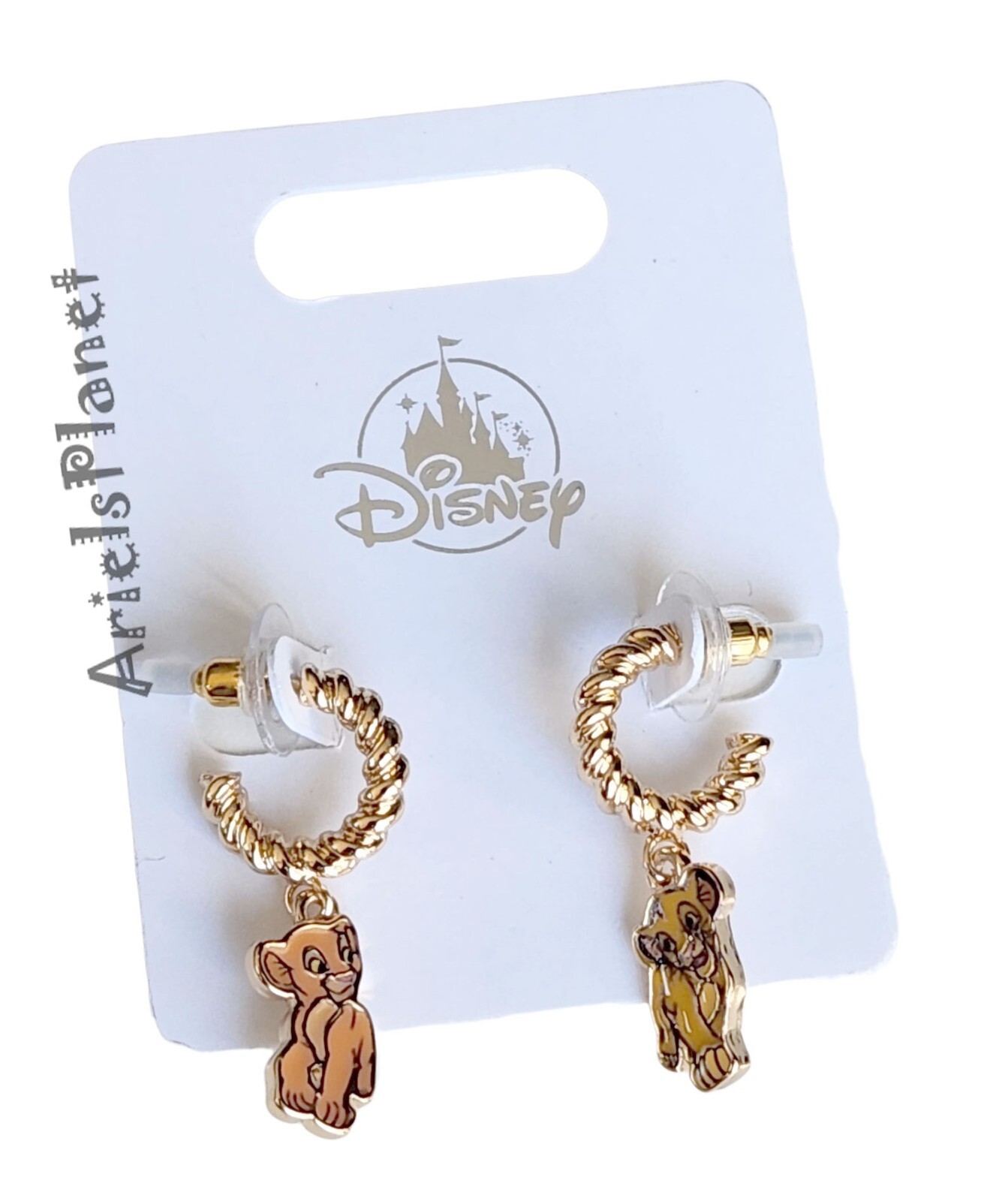 Disney Parks Mickey Mouse Ear & Heart Gold Tone Cubic Zirconia Stud Earrings