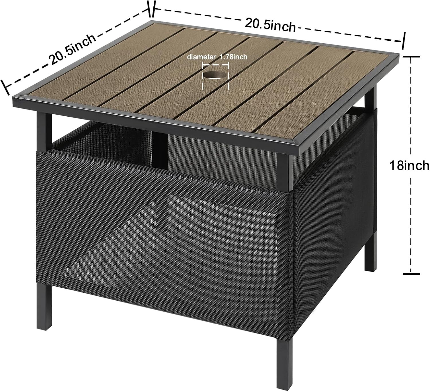 Adirondack Square Outdoor Side Table with Umbrella Hole, Pool Composite Patio...