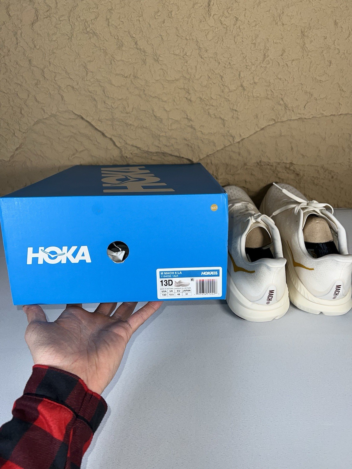Hoka One One Mach 6 1164032-ALK Sneakers Men's US Size 13 Beige Running Shoes
