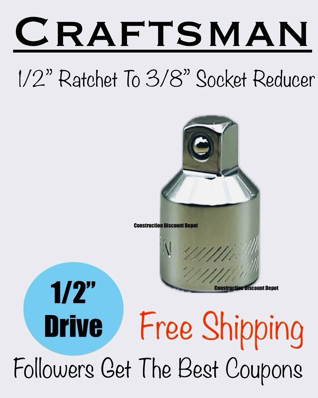 Craftsman 1/2" Drive to 3/8" Socket Adapter Reducer  CMMT99222