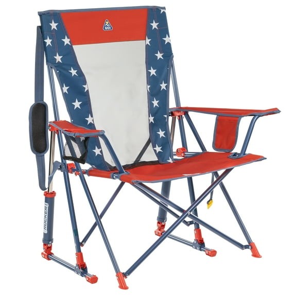 GCI Outdoor Comfort Pro Rocker Foldable Rocking Camp Chair with Mesh Backrest, A